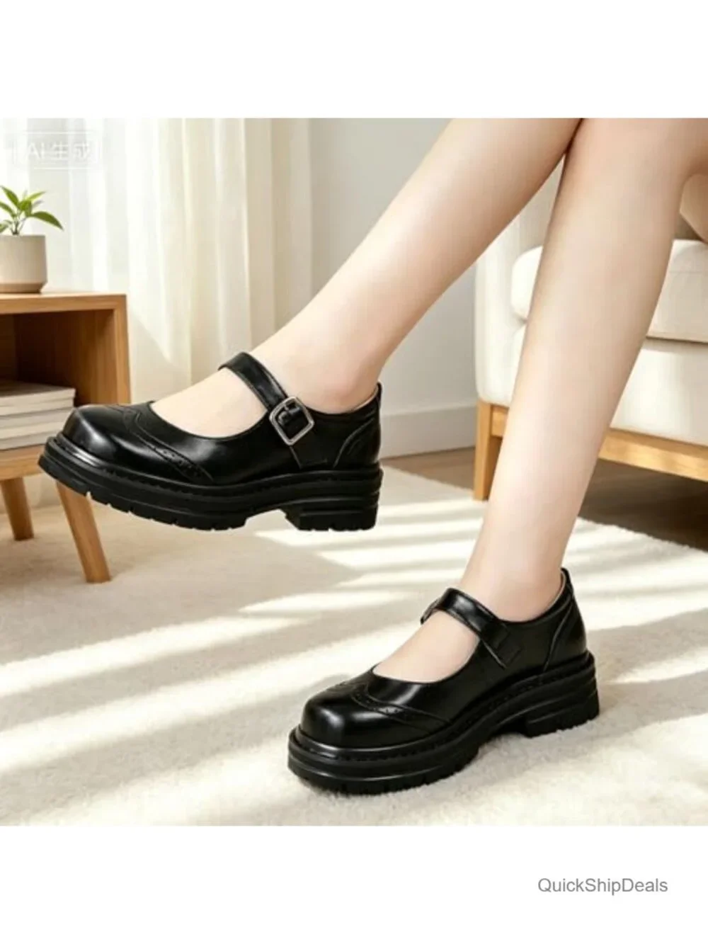 Women's Mary Jane Shoes Platform Chunky Heel Oxfords Faux Leather